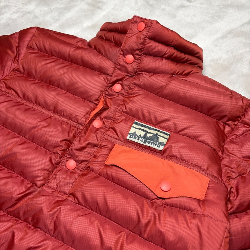 Patagonia Down Snap-T Pullover Puffer Jacket Women XS Red Pullover Insulated - Picture 2 of 9